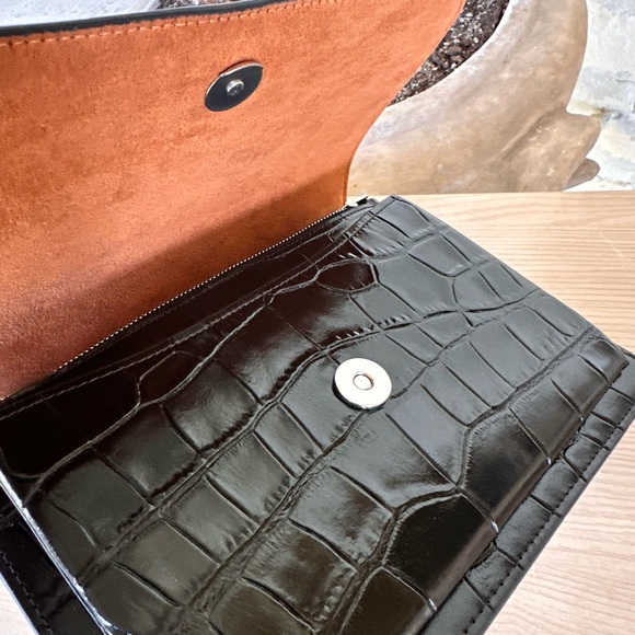 Coach Black Croc-Embossed Chain Bag - Picture 8 of 10